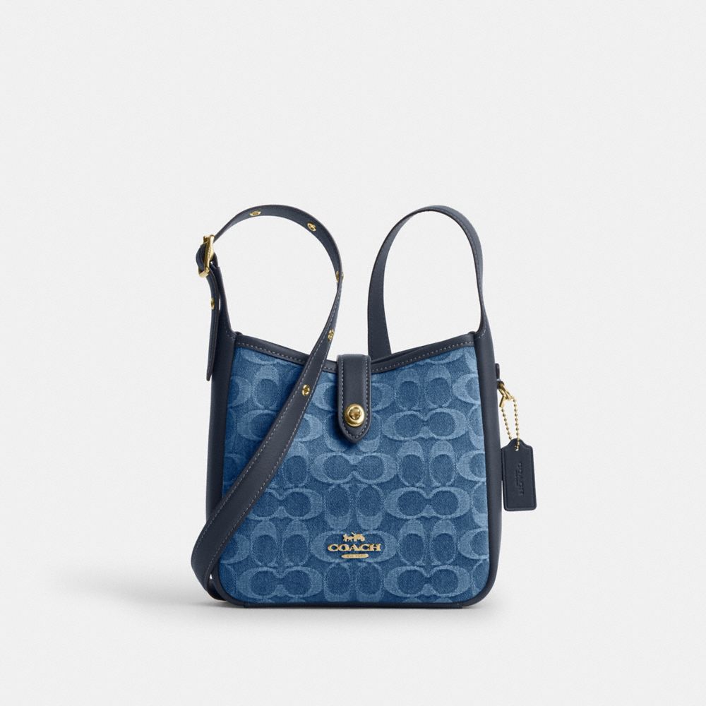 COACH®,Hadley Mini Crossbody Bag In Signature Denim,Navy,Front View