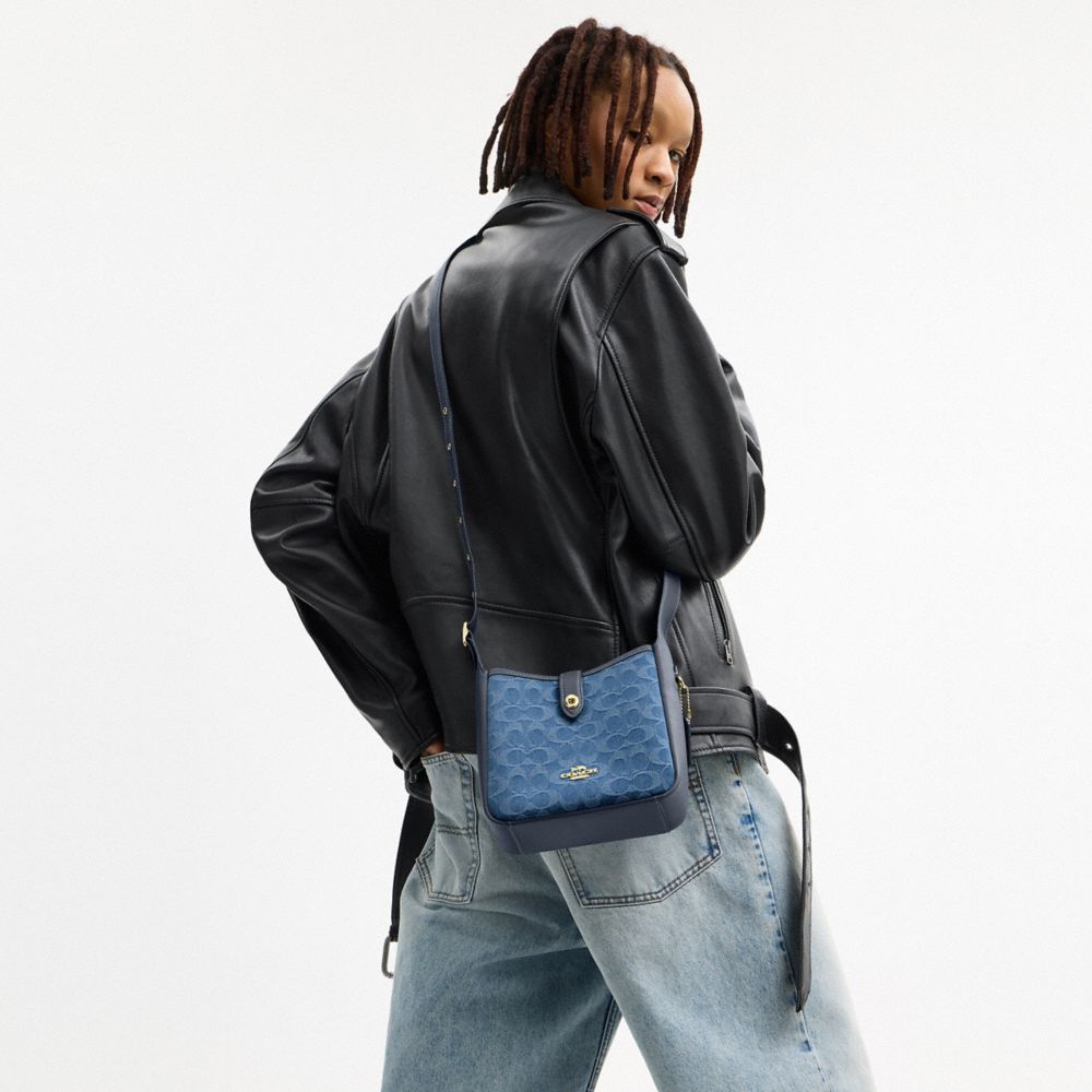 COACH®,Hadley Mini Crossbody Bag In Signature Denim,Navy