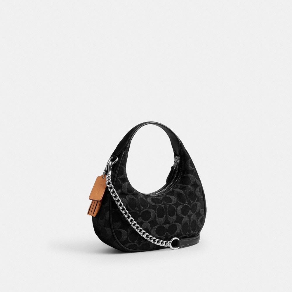 COACH®,カルメン ミニ クロスボディ バッグ・シグネチャー デニム,ミニバッグ&お財布ショルダー,ｼﾙﾊﾞｰ/ﾌﾞﾗｯｸ