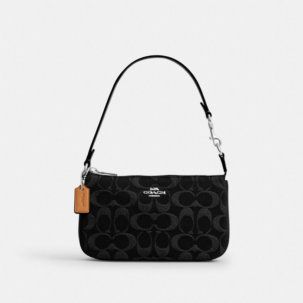 COACH®,NOLITA 19 EN DENIM EXCLUSIF,Denim,Argenté,Front View