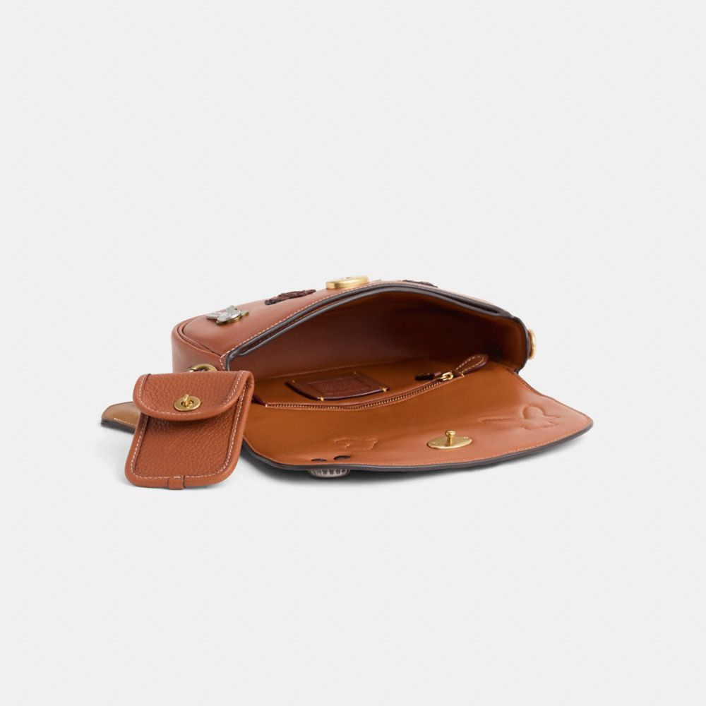 COACH®,Upcrafted Harley Shoulder Bag 23,Brown,Inside View,Top View