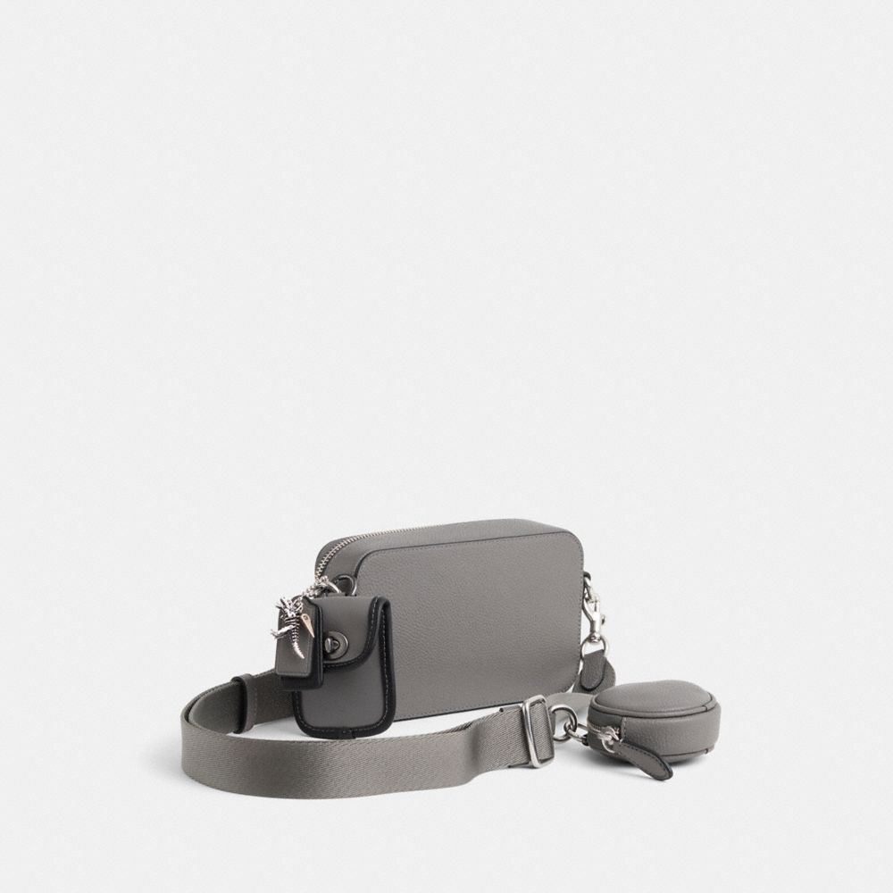 COACH®,Upcrafted Charter Slim Crossbody,Gray,Angle View