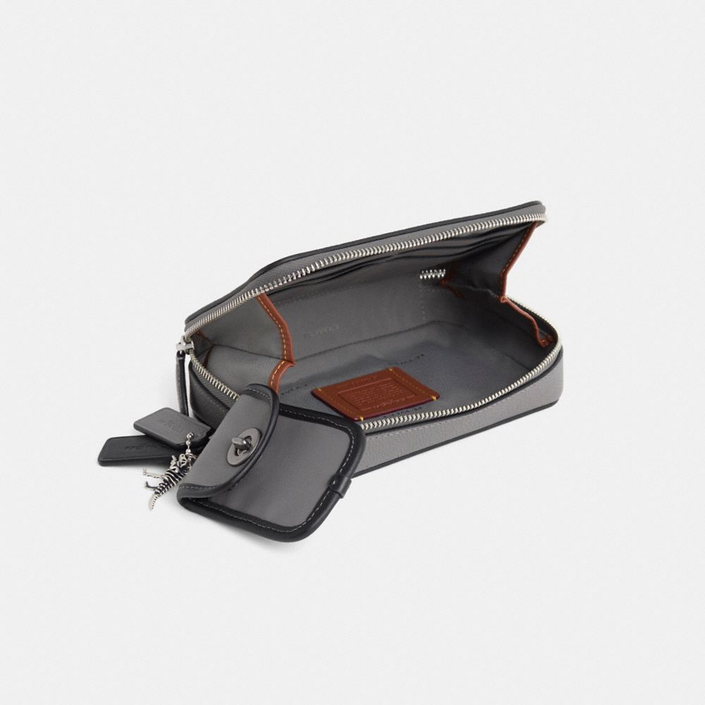 COACH®,Upcrafted Charter Slim Crossbody,Gray,Inside View,Top View