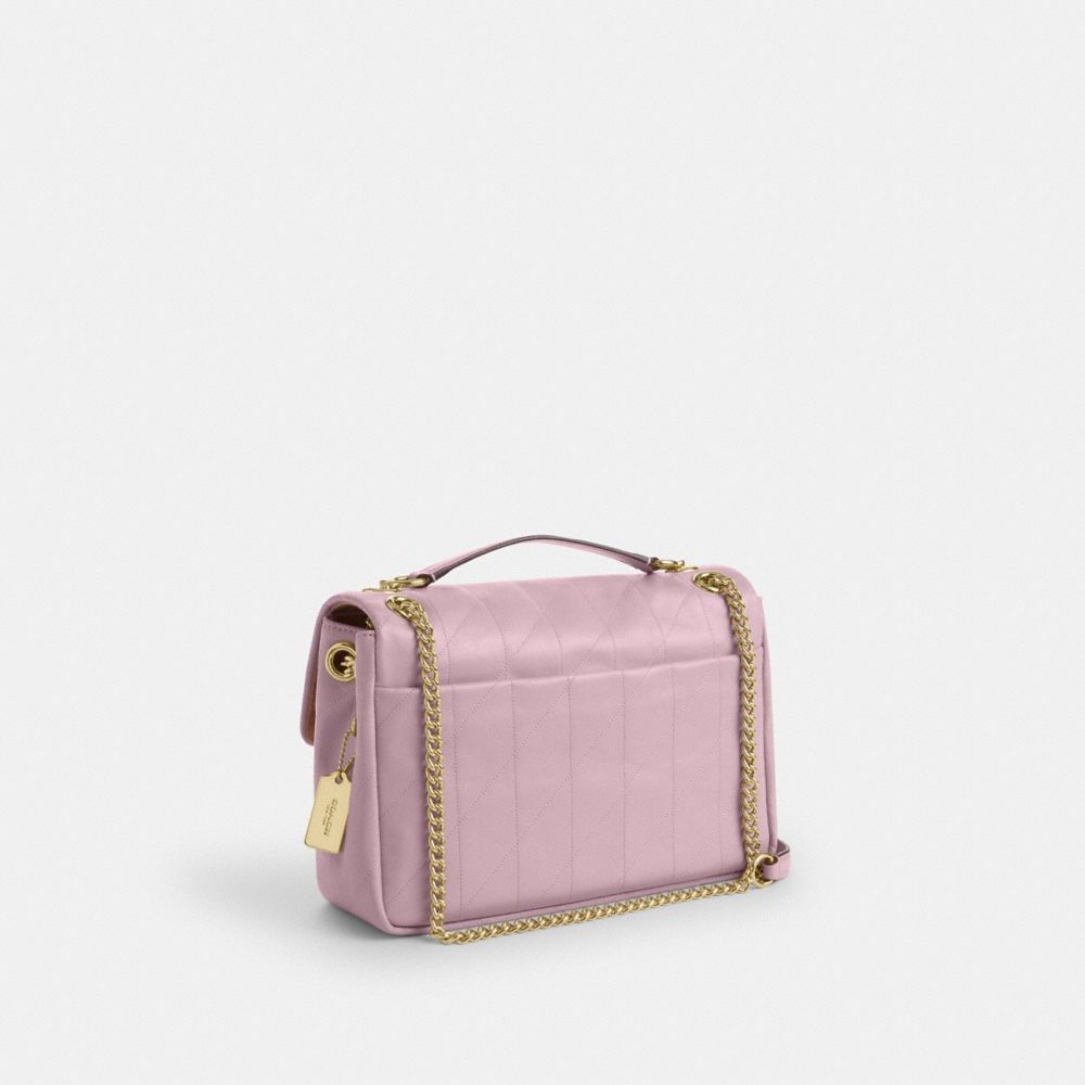 COACH®,Elodie Crossbody Bag With Quilting,Leather,Shoulder Bag,Metal,Logo,Shoulder Guard,Gold Metal,Day Party,,Angle View