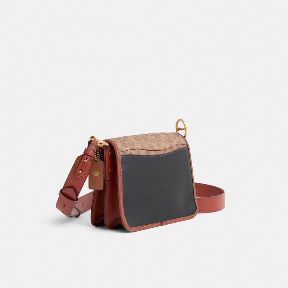 COACH®,Upcrafted Beat Shoulder Bag In Signature Canvas With Horse And Carriage Print,Brown,Angle View