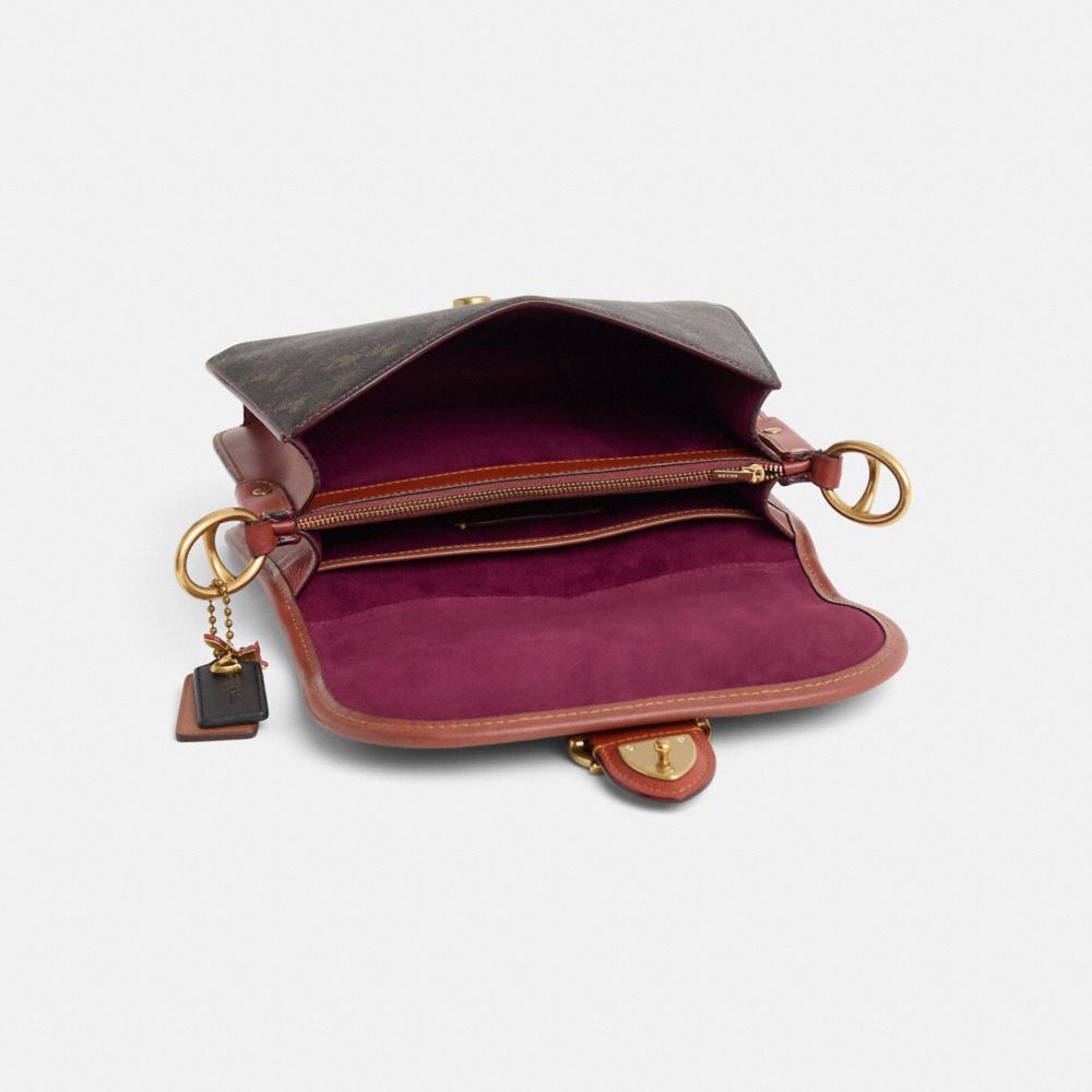 COACH®,Upcrafted Beat Shoulder Bag In Signature Canvas With Horse And Carriage Print,Brown,Inside View,Top View