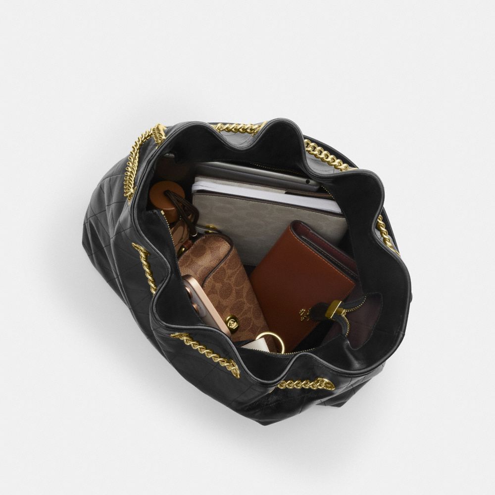 COACH®,Evelyn Large Shoulder Bag With Quilting,,Inside View,Top View