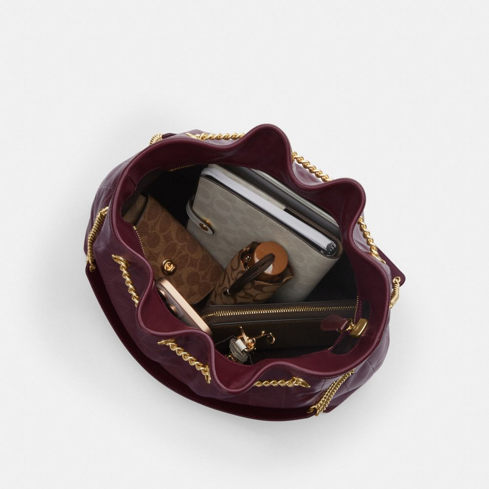 COACH®,Evelyn Large Shoulder Bag With Quilting,,Inside View,Top View