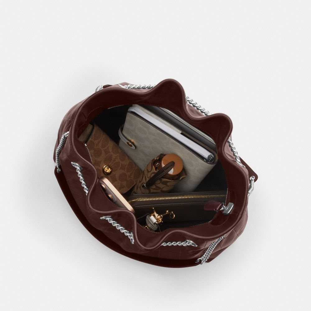 COACH®,Evelyn Large Shoulder Bag With Quilting,,Inside View,Top View