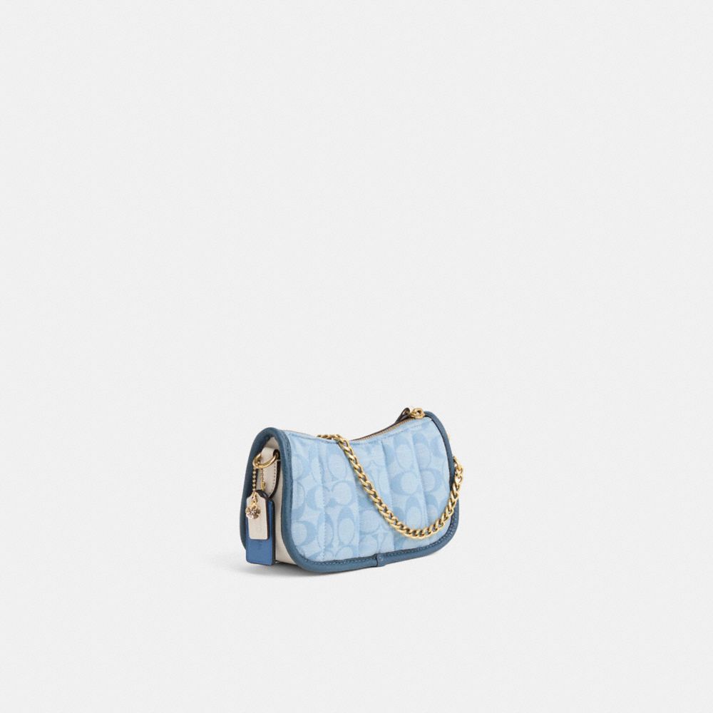 COACH®,Upcrafted Swinger 20 In Signature Chambray With Quilting,,Angle View