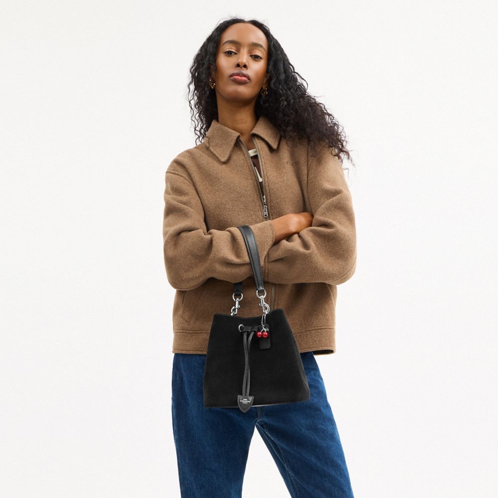 COACH®,Rowan Bucket Bag With Cherry Charm,,Detail View