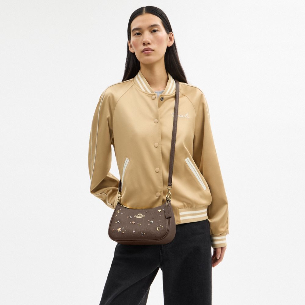 COACH®,SAC ÉPAULE TERI À CLOUS,Or/Pierre foncée