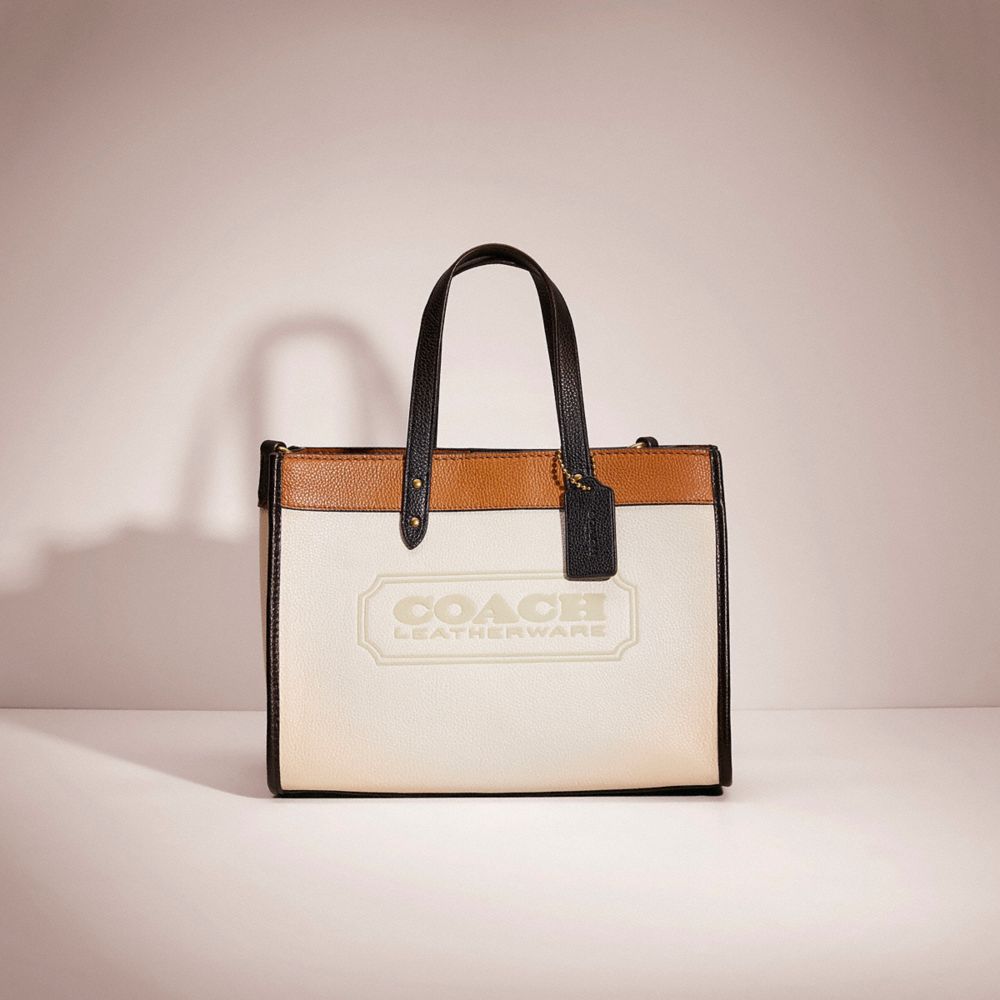 COACH®,Restored Field Tote 30 In Colorblock With Coach Badge,Leather,Tote,Piping,Stripe,Color Block,Day Party,,Front View