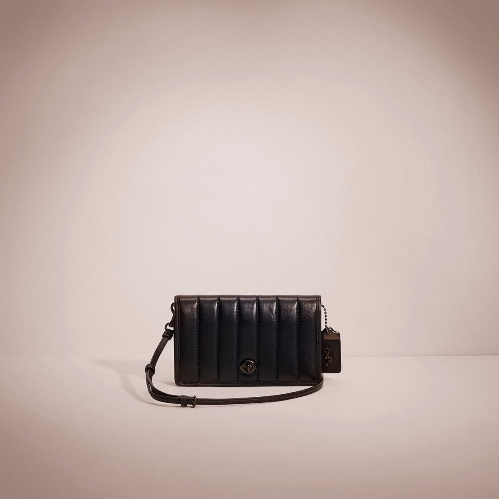 COACH®,RESTORED HAYDEN FOLDOVER CROSSBODY CLUTCH WITH QUILTING,Nappa leather,Pewter/Black,Front View