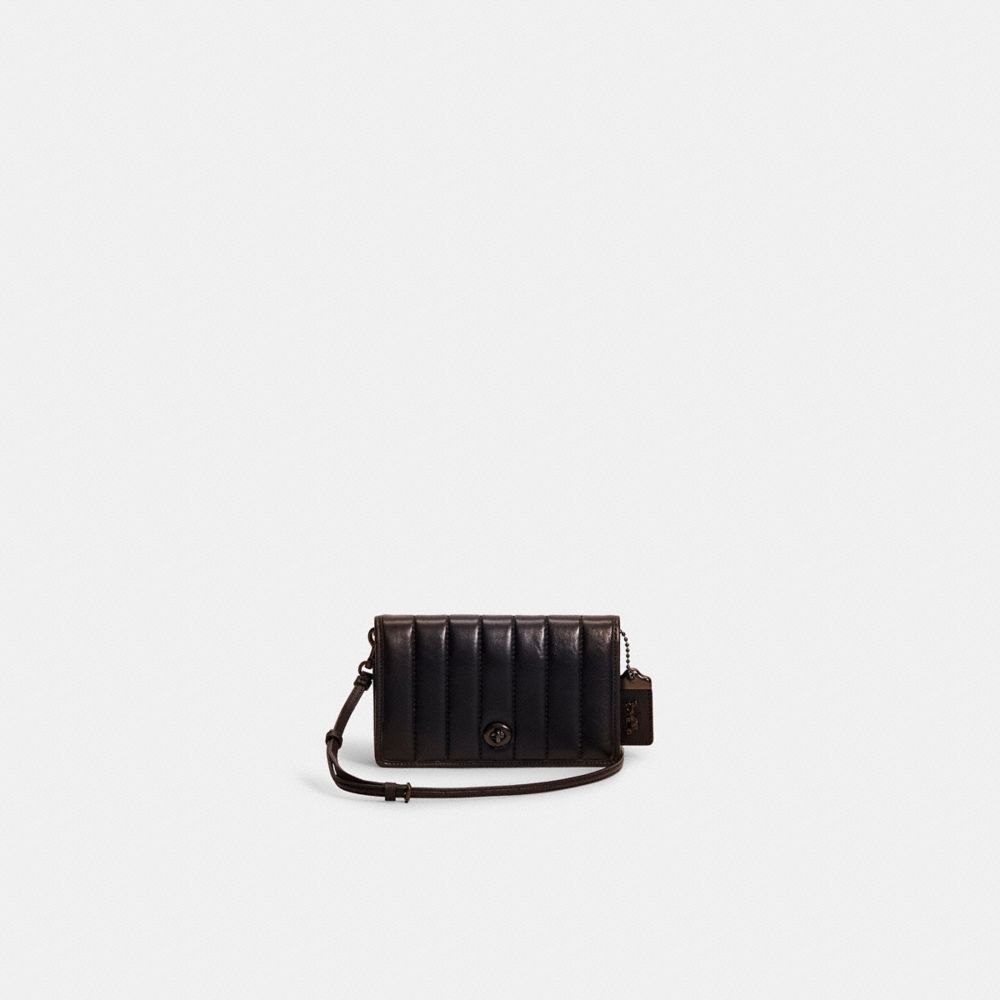 COACH®,RESTORED HAYDEN FOLDOVER CROSSBODY CLUTCH WITH QUILTING,Nappa leather,Pewter/Black,Front View