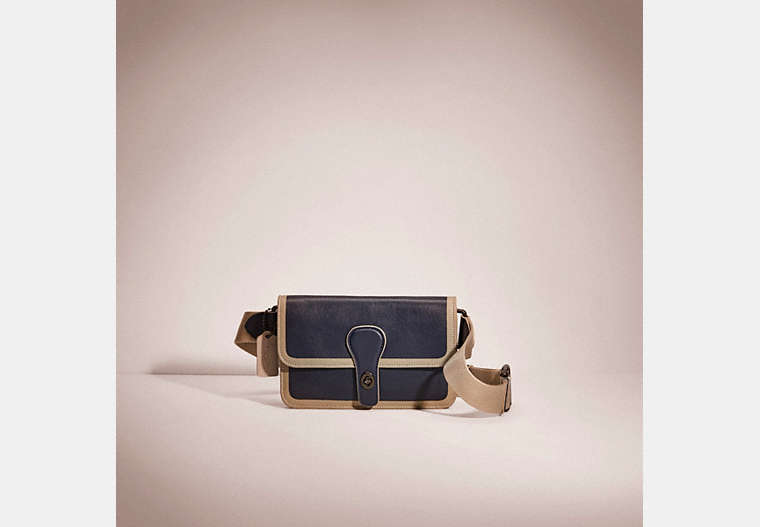 COACH®,RESTORED TURNLOCK TAB BELT BAG,Glovetanned Leather,Small,Midnight Navy/Black Copper,Front View