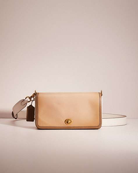 COACH®,RESTORED DINKY IN COLORBLOCK,Glovetanned Leather,Brass/Chalk Multi,Front View
