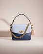 COACH®,RESTORED CASSIE CROSSBODY 19 IN COLORBLOCK,Smooth Leather,Brass/Twilight Blue Multi,Front View