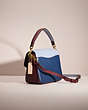 COACH®,RESTORED CASSIE CROSSBODY 19 IN COLORBLOCK,Smooth Leather,Brass/Twilight Blue Multi,Angle View