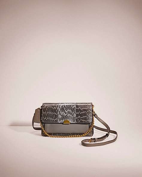 COACH®,RESTORED DREAMER CONVERTIBLE CROSSBODY IN COLORBLOCK SNAKESKIN,Snakeskin Leather,Brass/Heather Grey Multi,Front View