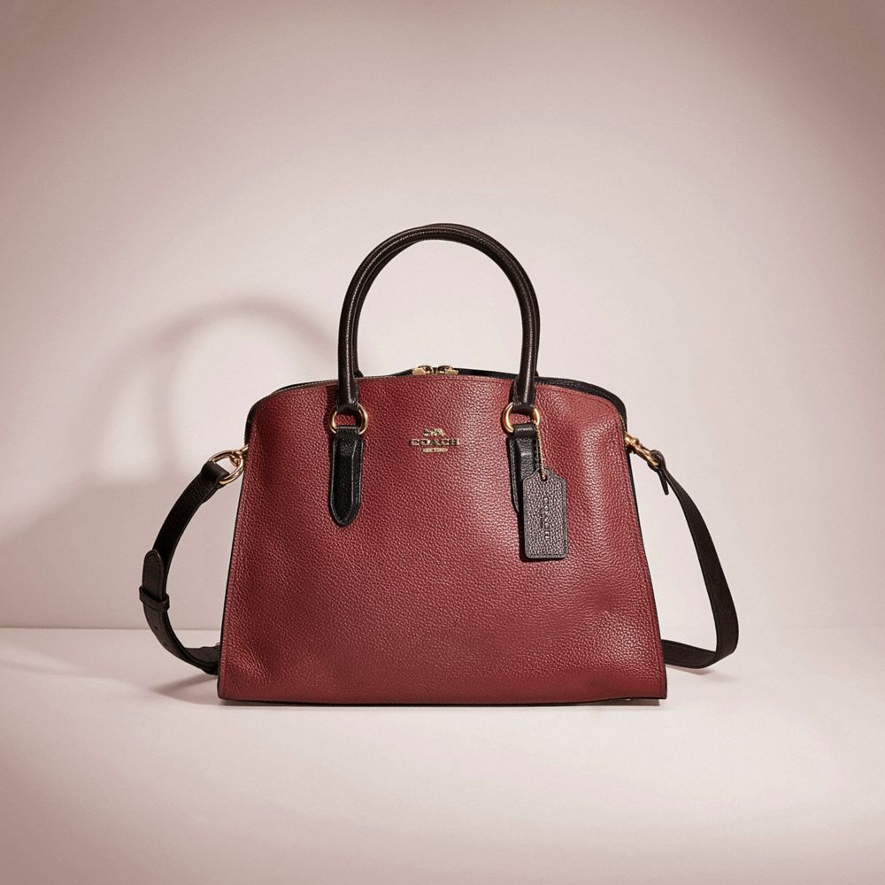 COACH®,RESTORED CHANNING CARRYALL IN COLORBLOCK,Polished Pebble Leather,Large,Gold/Vintage Mauve Multi,Front View