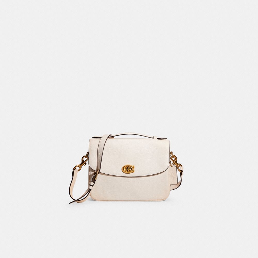 COACH®,Restored Cassie Crossbody,Calfskin Leather,Crossbody,Embossed,Metal,Logo,Casual,Cream,Front View