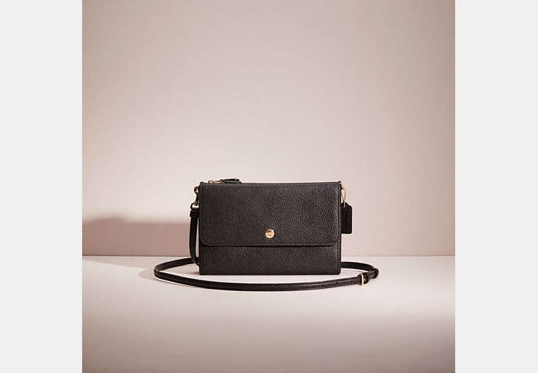 COACH®,RESTORED TRIPLE CROSSBODY,Smooth Leather,Gold/Black,Front View