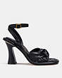 COACH®,QUINCY SANDAL,Leather,Black,Angle View
