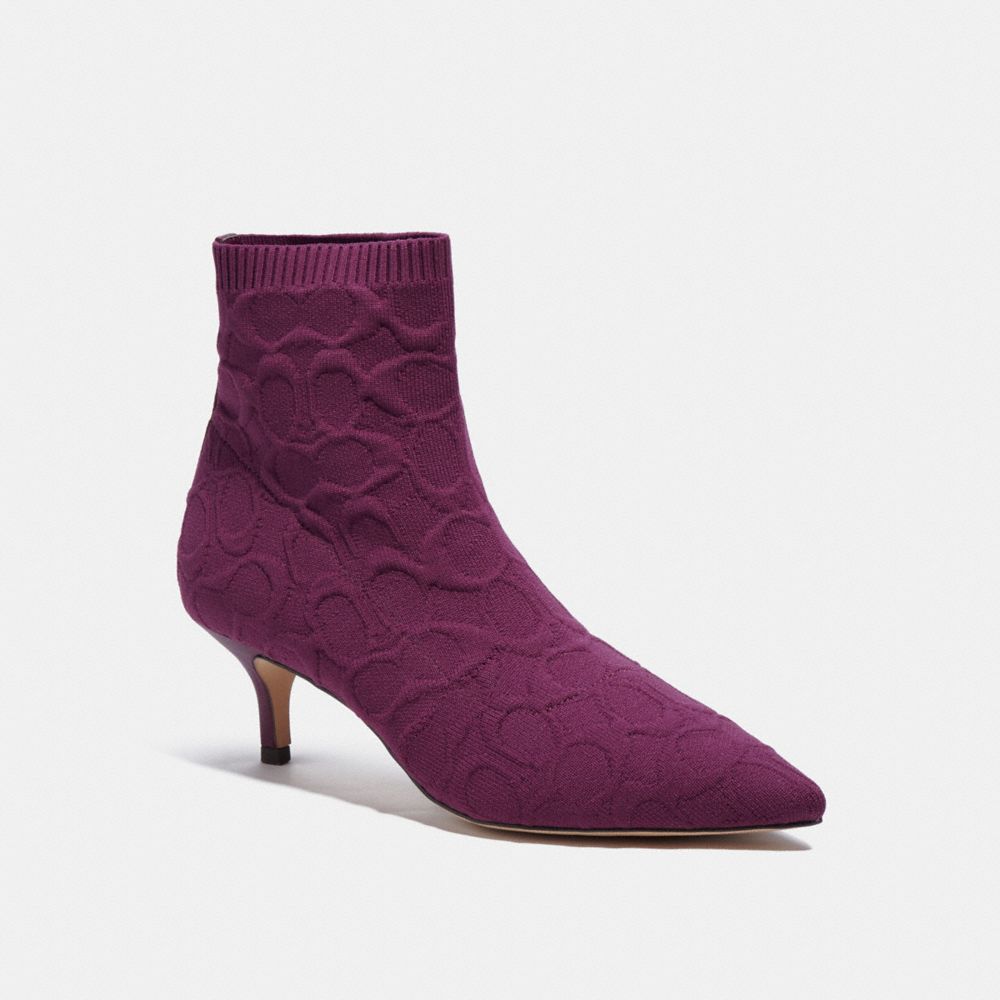 COACH®,JADE BOOTIE,Leather,Deep Berry,Front View