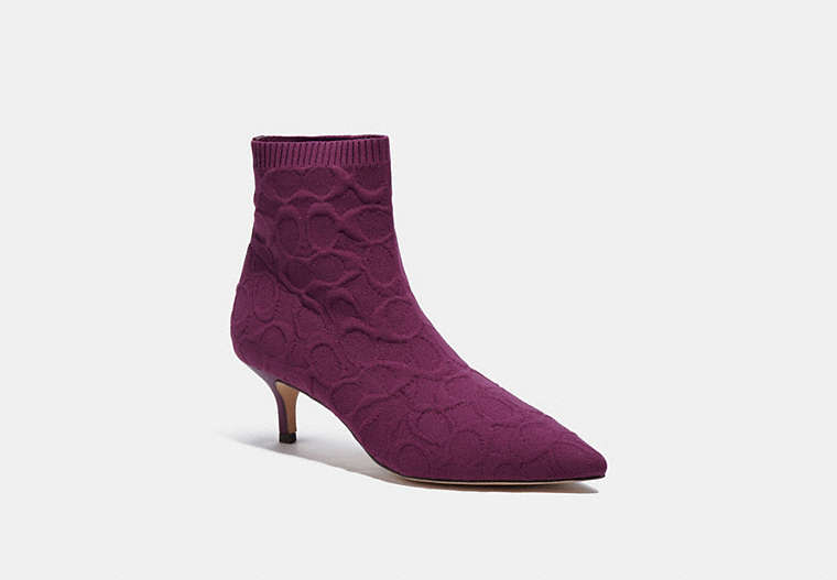 COACH®,JADE BOOTIE,Leather,Deep Berry,Front View