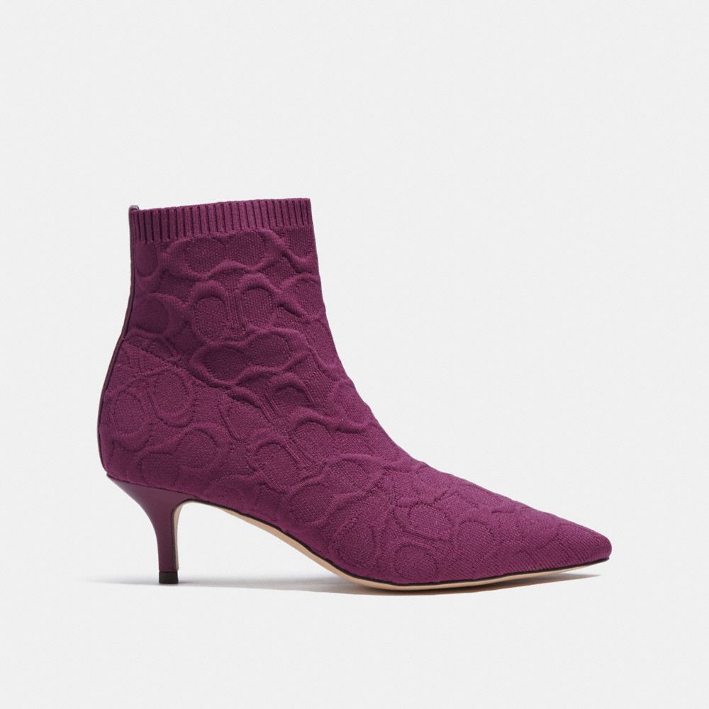 COACH®,JADE BOOTIE,Leather,Deep Berry,Angle View