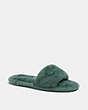 COACH®,BLAIRE SLIPPER,Shearling,Green,Front View