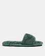 COACH®,BLAIRE SLIPPER,Shearling,Green,Angle View