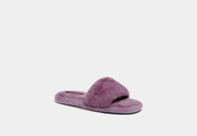 COACH®,BLAIRE SLIPPER,Shearling,Dusty Purple,Front View