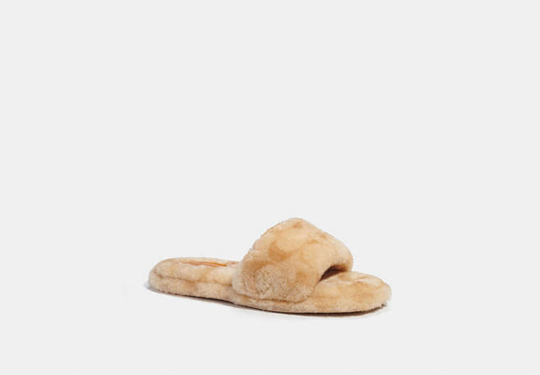 COACH®,BLAIRE SLIPPER,Shearling,Warm Neutral,Front View
