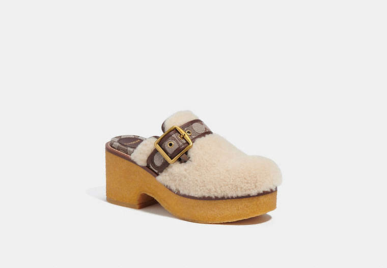 COACH®,DYLAN CLOG,Leather,Natural/Oak/Maple,Front View