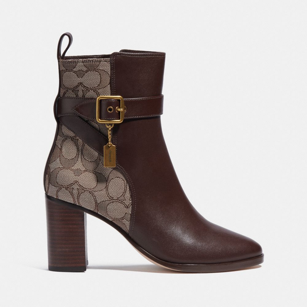 Coach delaney signature on sale buckle heel bootie