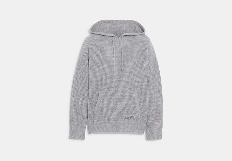 COACH®,KNITTED HOODIE,wool,Dark Grey Ash,Front View