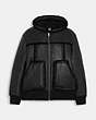 COACH®,SHEARLING HOODIE,wool,Black,Front View