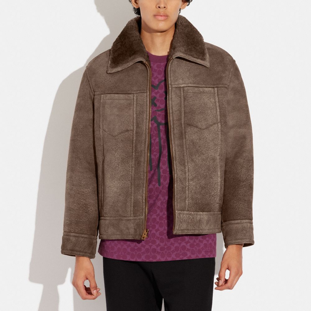 Coach shearling coat on sale mens