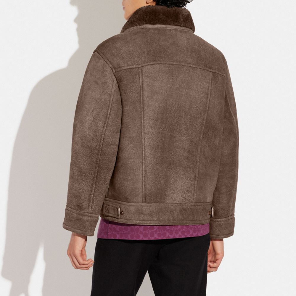 COACH®,SHEARLING TRUCKER,Dark Stone,Scale View