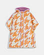 COACH®,PRINTED SHEARLING CAPE,Leather,Orange/White,Front View