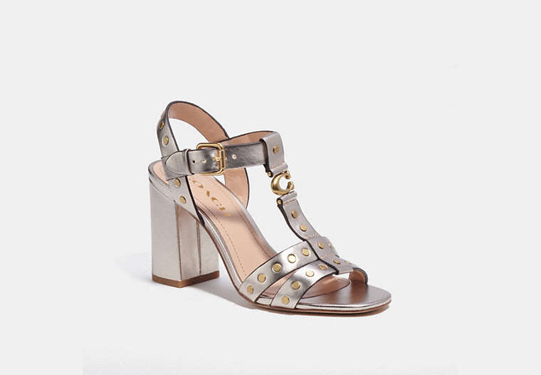COACH®,MARGARET SANDAL,Leather,Champagne,Front View