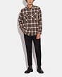 COACH®,OVERSIZED FLANNEL SHIRT,cotton,Brown/White,Scale View