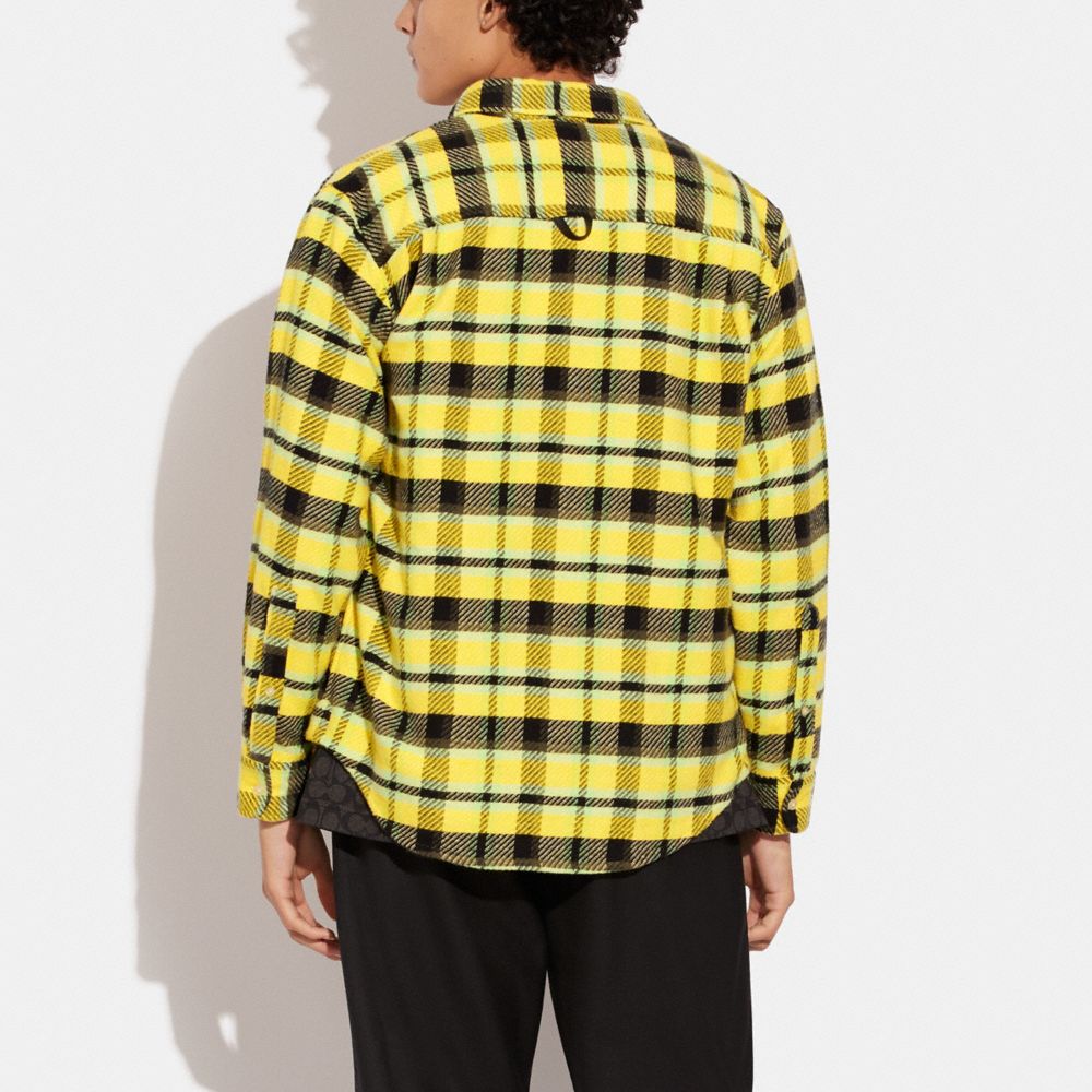 COACH®,OVERSIZED FLANNEL SHIRT,cotton,Yellow Multi,Scale View