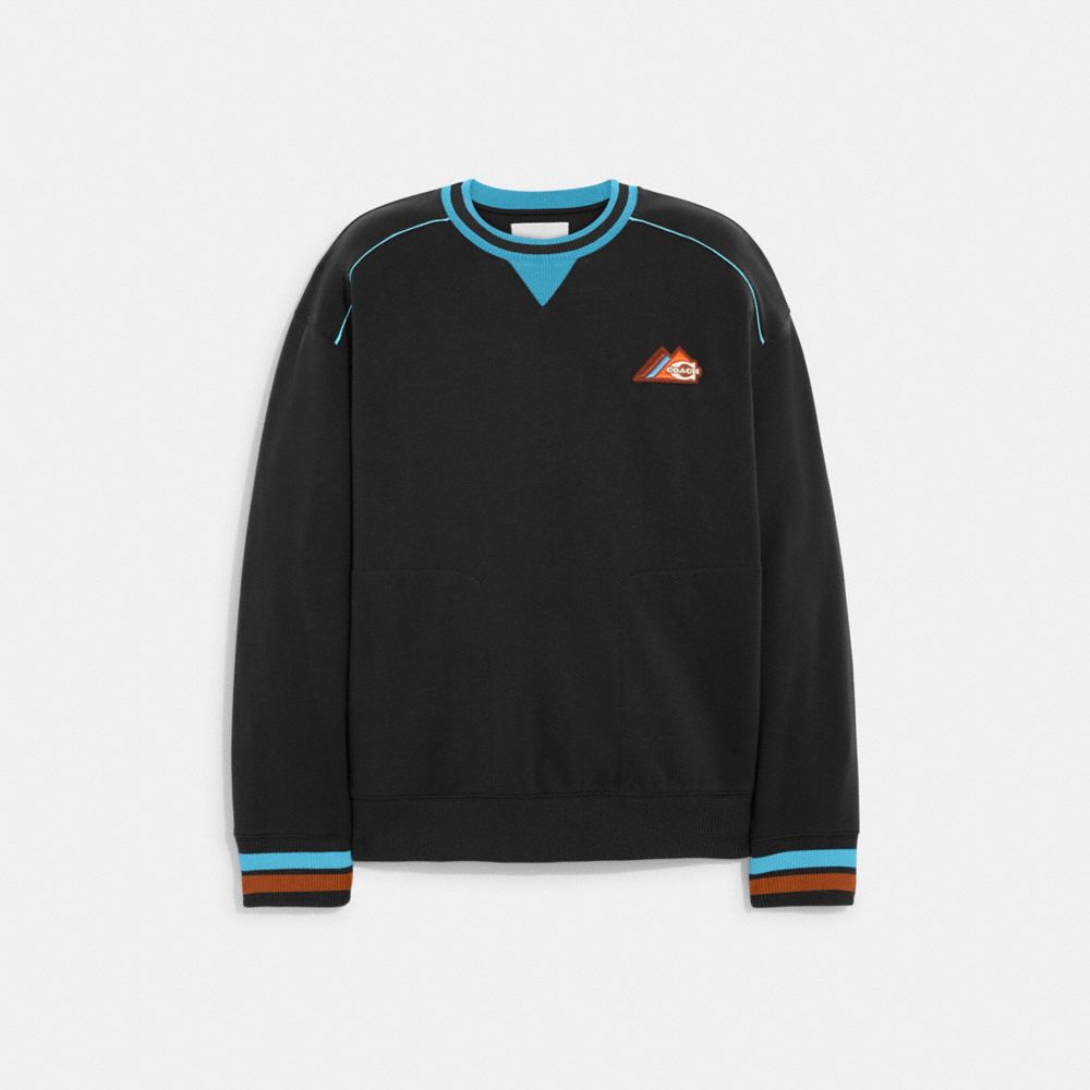 COACH®,CREWNECK,Organic Cotton,Solid Black,Front View image number 0