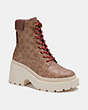 COACH®,AINSELY BOOTIE IN SIGNATURE CANVAS,Leather,Tan,Front View