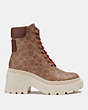 COACH®,AINSELY BOOTIE IN SIGNATURE CANVAS,Leather,Tan,Angle View