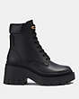 COACH®,AINSELY BOOTIE,Leather,Black,Angle View
