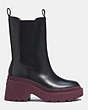 COACH®,ALEXA BOOTIE,Leather,Black/Deep Berry,Angle View